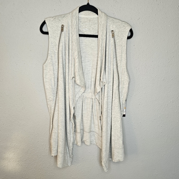 Donna Karan Active Open Cardigan Jacket Womens S Vest Zippers Logo Gray - Picture 1 of 14